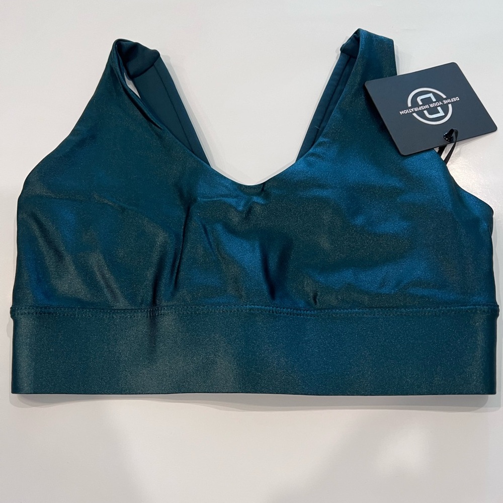 DYI Define Your Inspiration green high shine sports bra activewear x sma…